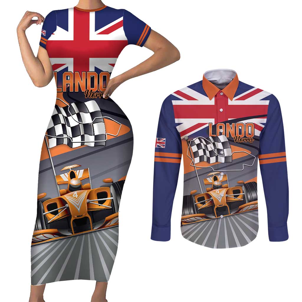 Personalised British Norris Couples Matching Short Sleeve Bodycon Dress and Long Sleeve Button Shirt 2025 Champion Australia GP