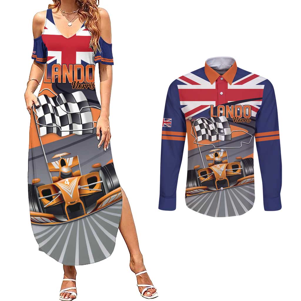 Personalised British Norris Couples Matching Summer Maxi Dress and Long Sleeve Button Shirt 2025 Champion Australia GP
