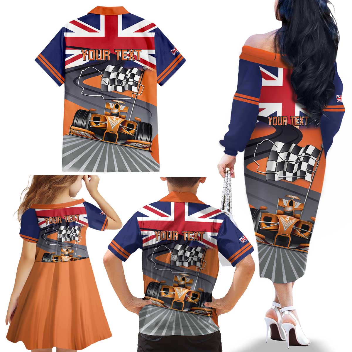 Personalised British Norris Family Matching Off The Shoulder Long Sleeve Dress and Hawaiian Shirt 2025 Champion Australia GP