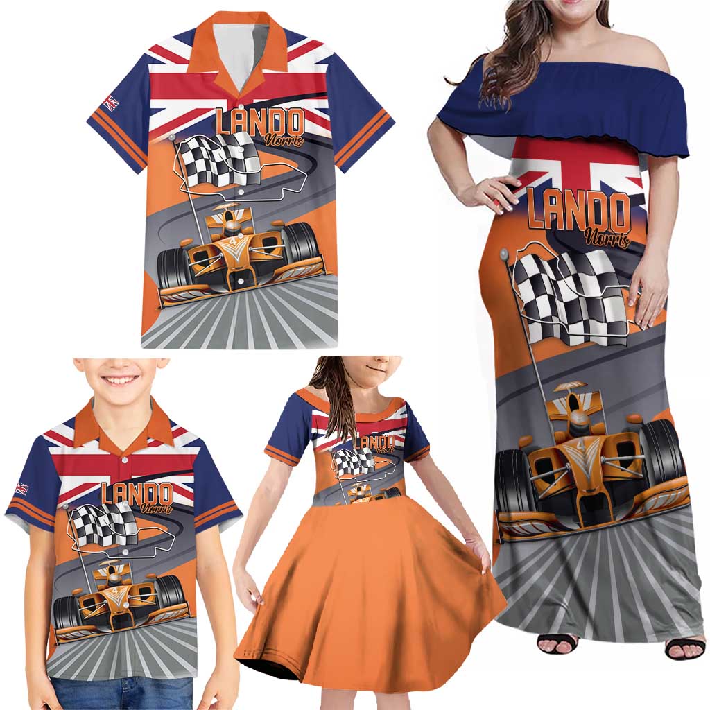 Personalised British Norris Family Matching Off Shoulder Maxi Dress and Hawaiian Shirt 2025 Champion Australia GP
