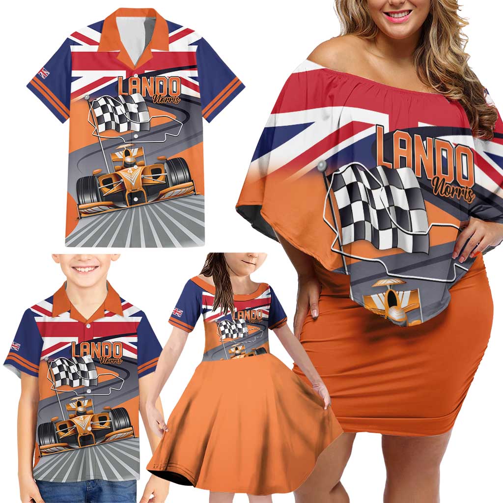 Personalised British Norris Family Matching Off Shoulder Short Dress and Hawaiian Shirt 2025 Champion Australia GP