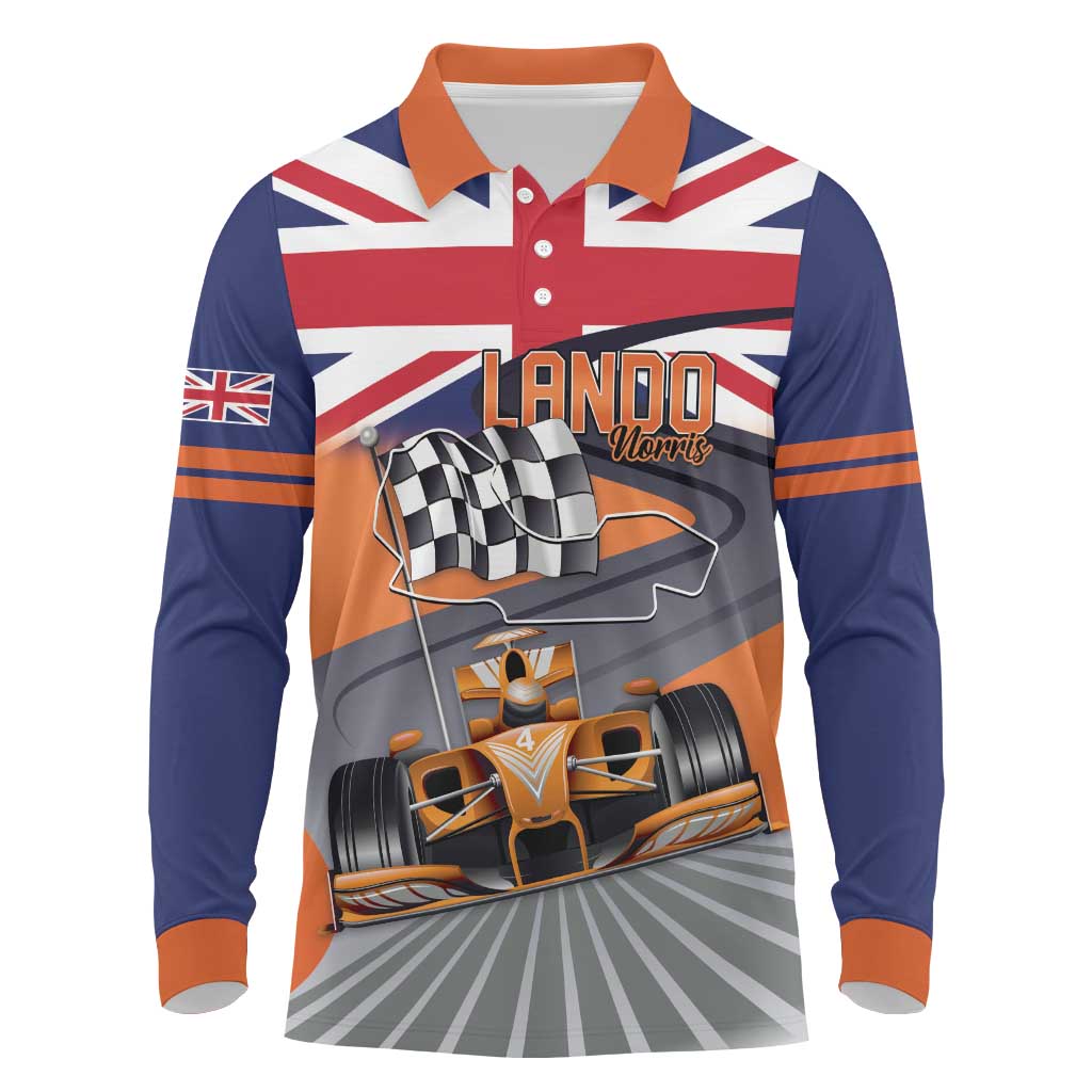 Personalised British Norris Long Sleeve Polo Shirt 2025 Champion Australia GP
