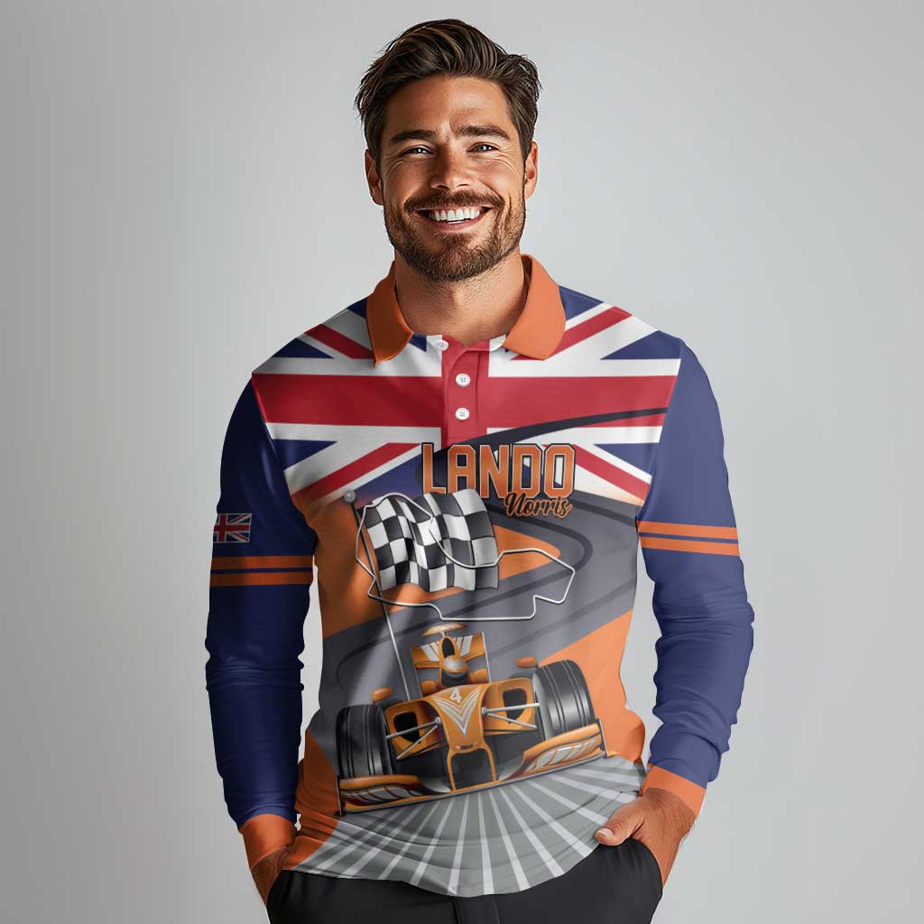 Personalised British Norris Long Sleeve Polo Shirt 2025 Champion Australia GP
