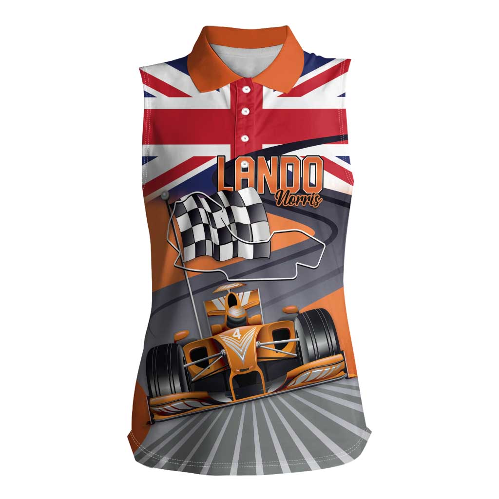 Personalised British Norris Women Sleeveless Polo Shirt 2025 Champion Australia GP