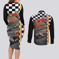 Racing Car 2025 Couples Matching Long Sleeve Bodycon Dress and Long Sleeve Button Shirt Born To Speed