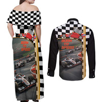 Racing Car 2025 Couples Matching Off Shoulder Maxi Dress and Long Sleeve Button Shirt Born To Speed