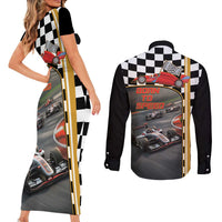 Racing Car 2025 Couples Matching Short Sleeve Bodycon Dress and Long Sleeve Button Shirt Born To Speed