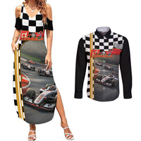 Racing Car 2025 Couples Matching Summer Maxi Dress and Long Sleeve Button Shirt Born To Speed