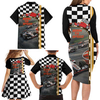 Racing Car 2025 Family Matching Long Sleeve Bodycon Dress and Hawaiian Shirt Born To Speed