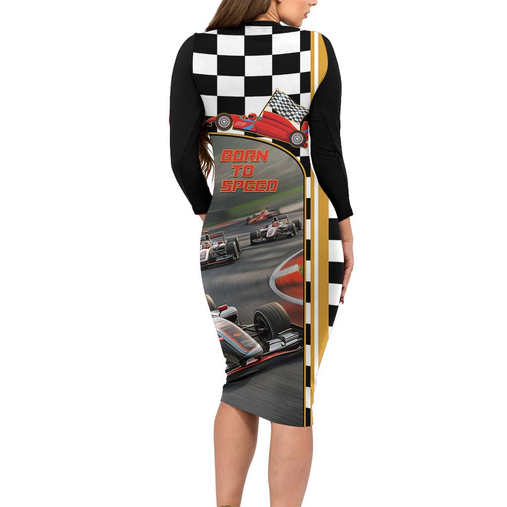 Racing Car 2025 Family Matching Long Sleeve Bodycon Dress and Hawaiian Shirt Born To Speed