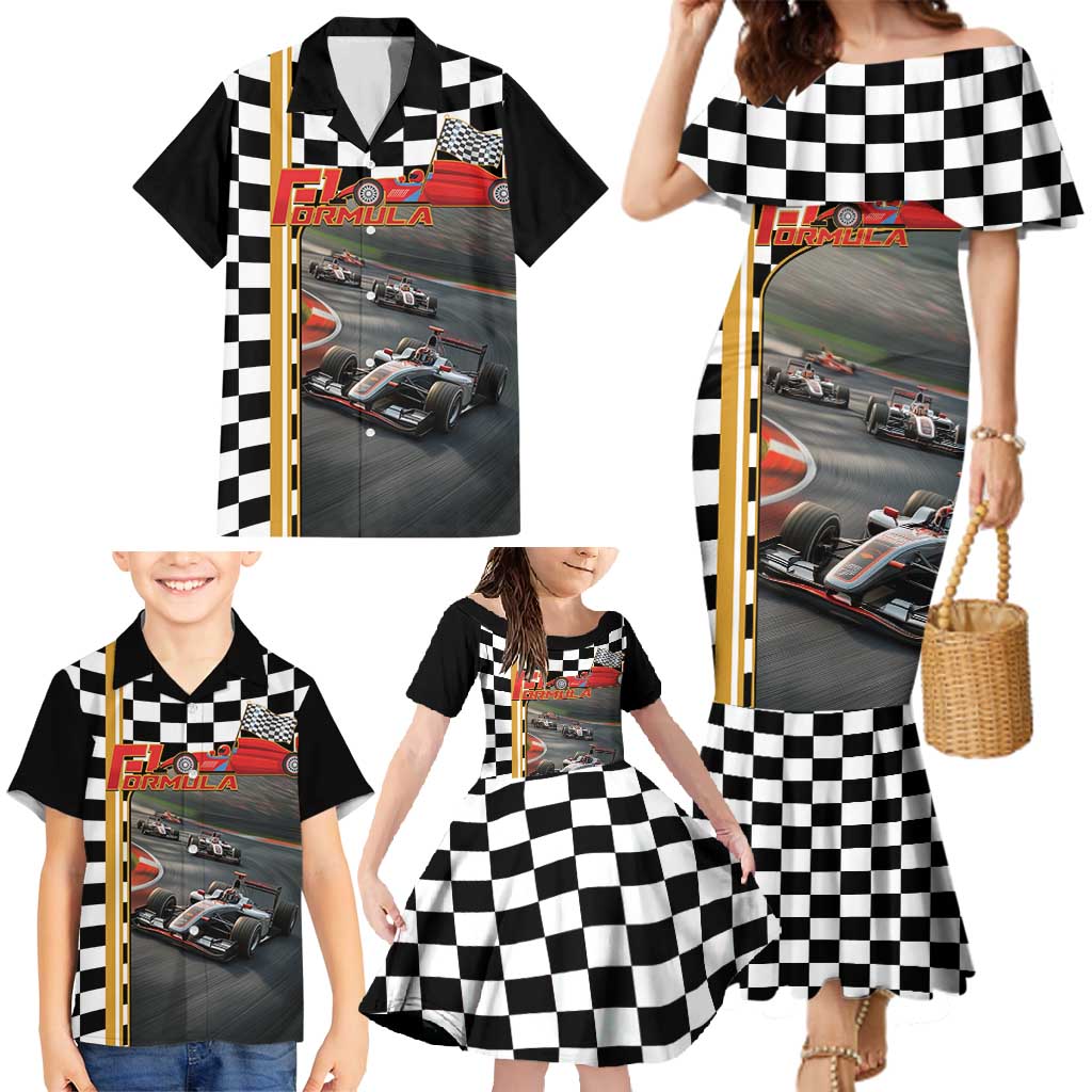 Racing Car 2025 Family Matching Mermaid Dress and Hawaiian Shirt Born To Speed