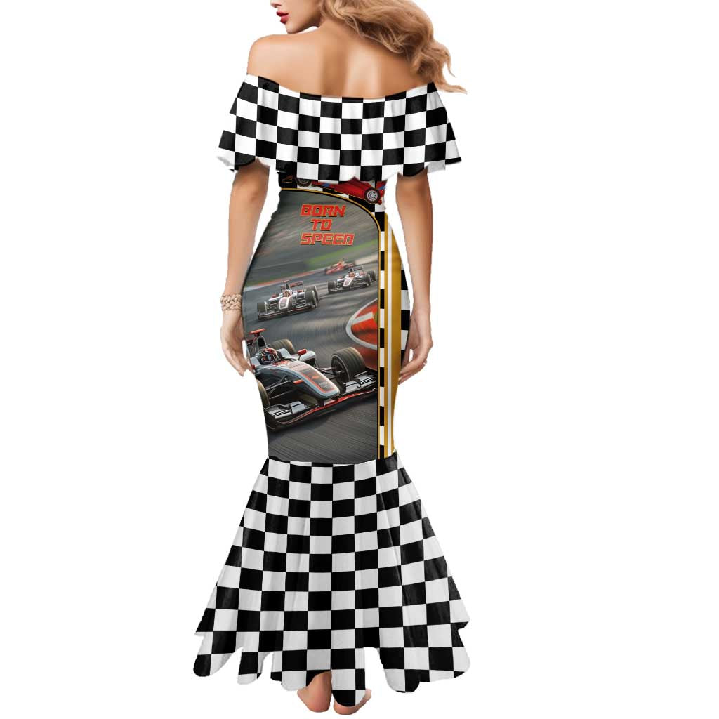 Racing Car 2025 Family Matching Mermaid Dress and Hawaiian Shirt Born To Speed