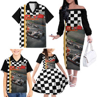 Racing Car 2025 Family Matching Off The Shoulder Long Sleeve Dress and Hawaiian Shirt Born To Speed