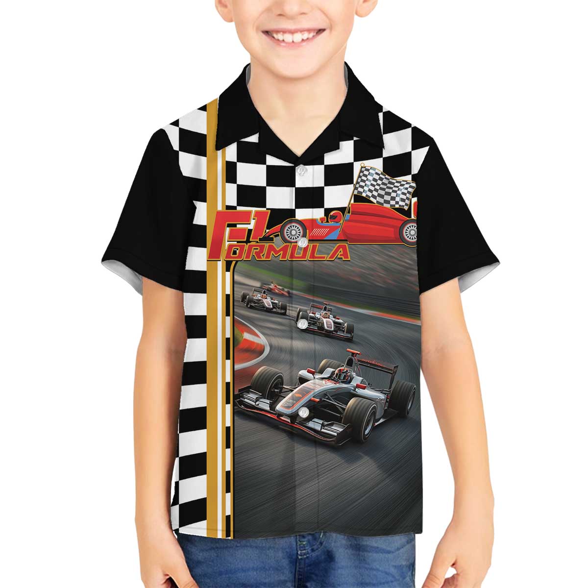 Racing Car 2025 Family Matching Off The Shoulder Long Sleeve Dress and Hawaiian Shirt Born To Speed