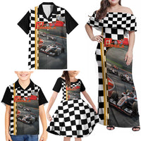 Racing Car 2025 Family Matching Off Shoulder Maxi Dress and Hawaiian Shirt Born To Speed