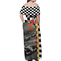 Racing Car 2025 Family Matching Off Shoulder Maxi Dress and Hawaiian Shirt Born To Speed