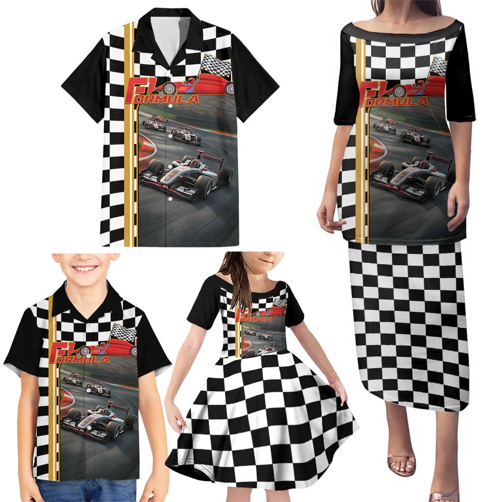 Racing Car 2025 Family Matching Puletasi and Hawaiian Shirt Born To Speed
