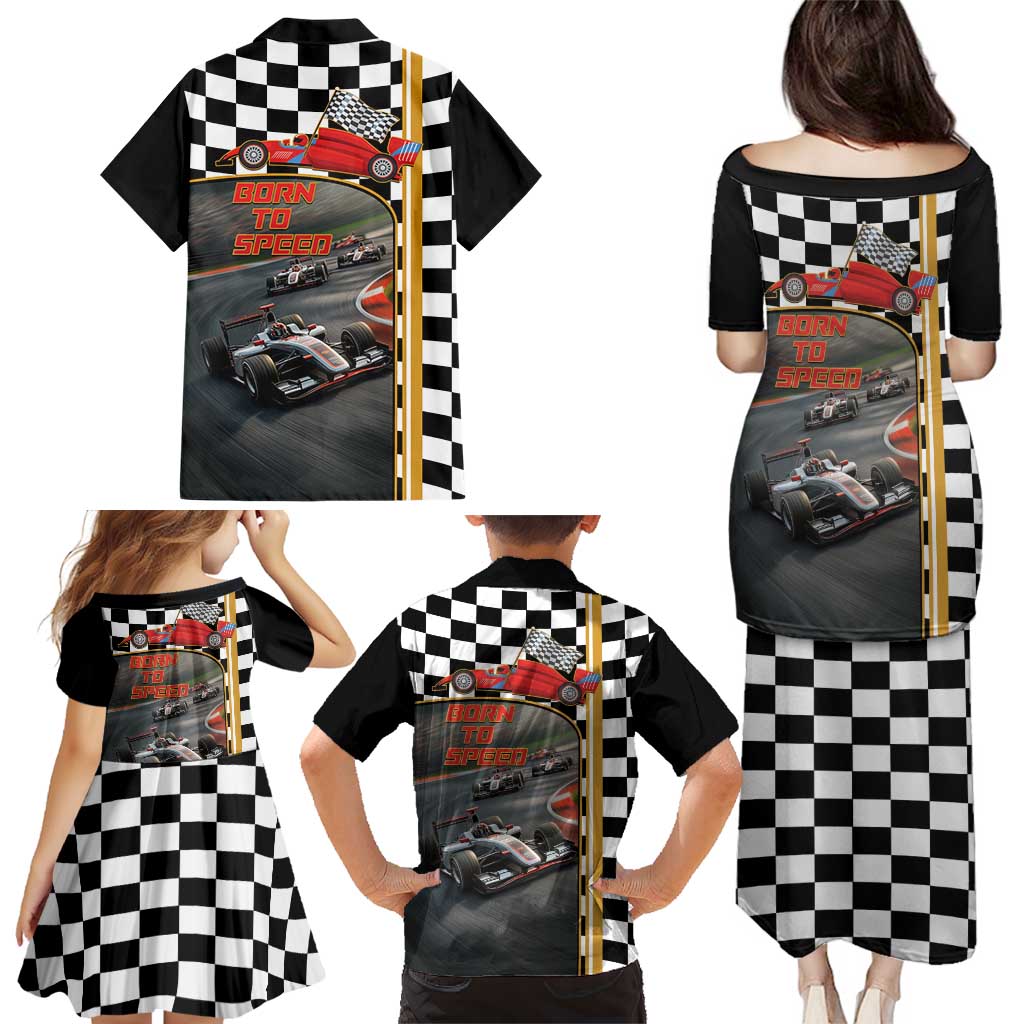 Racing Car 2025 Family Matching Puletasi and Hawaiian Shirt Born To Speed
