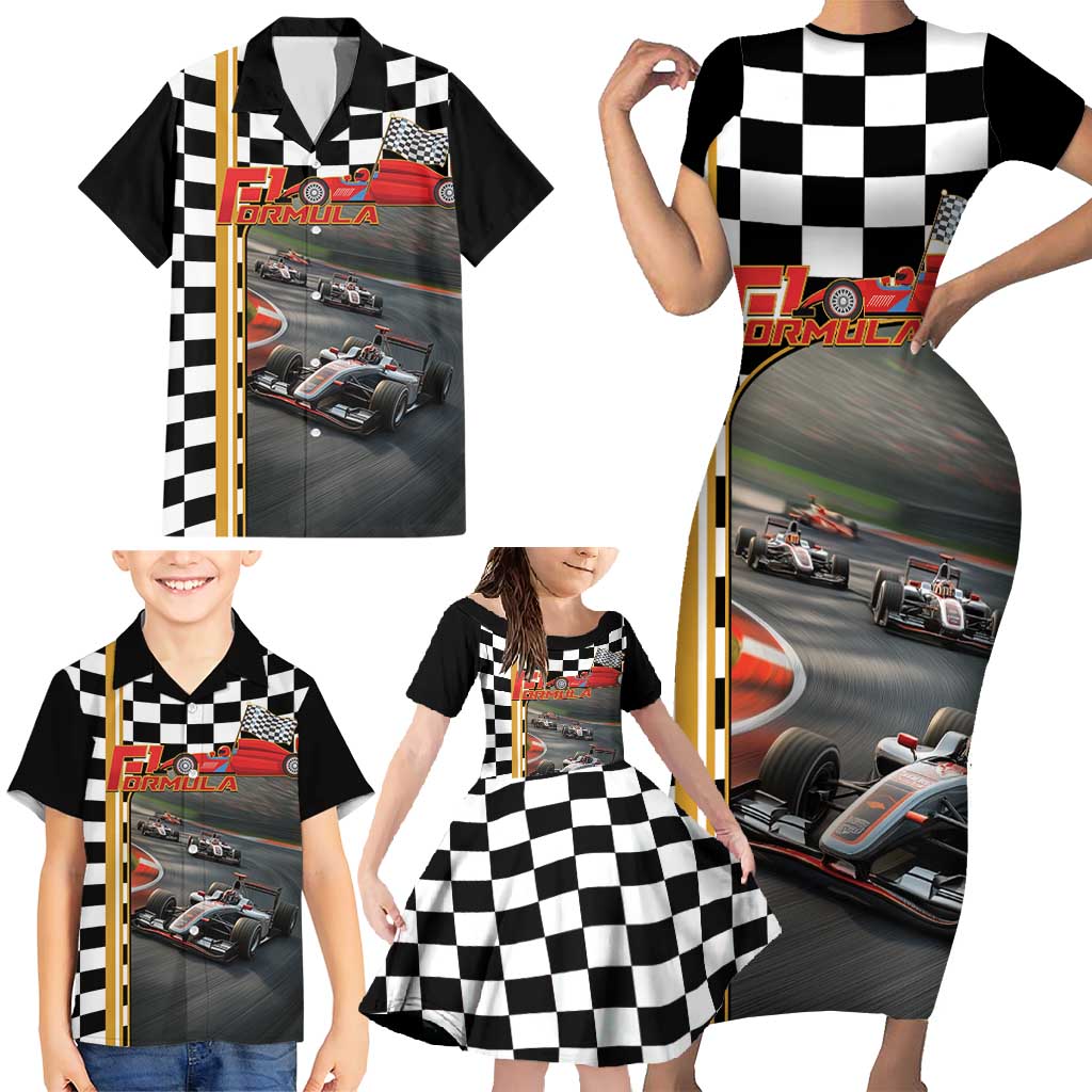Racing Car 2025 Family Matching Short Sleeve Bodycon Dress and Hawaiian Shirt Born To Speed