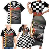 Racing Car 2025 Family Matching Short Sleeve Bodycon Dress and Hawaiian Shirt Born To Speed