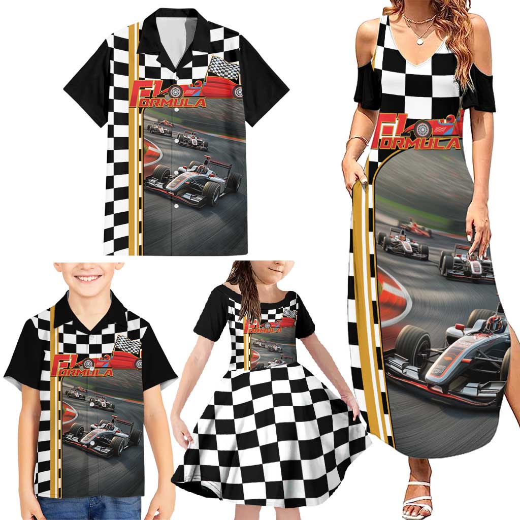 Racing Car 2025 Family Matching Summer Maxi Dress and Hawaiian Shirt Born To Speed