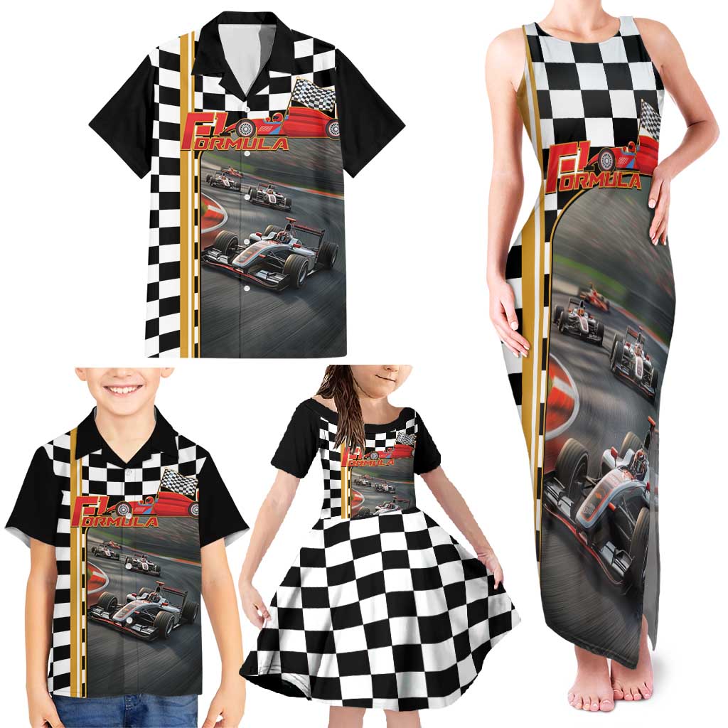 Racing Car 2025 Family Matching Tank Maxi Dress and Hawaiian Shirt Born To Speed