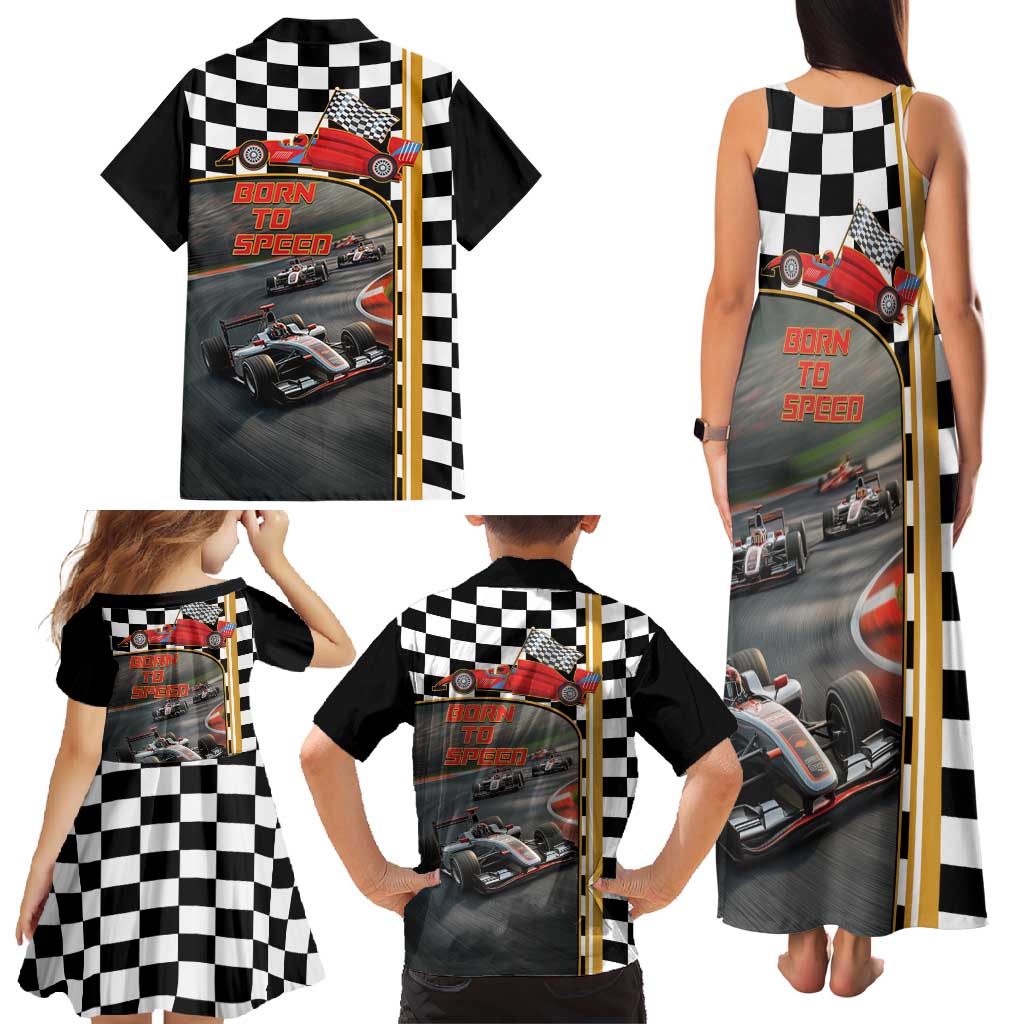 Racing Car 2025 Family Matching Tank Maxi Dress and Hawaiian Shirt Born To Speed