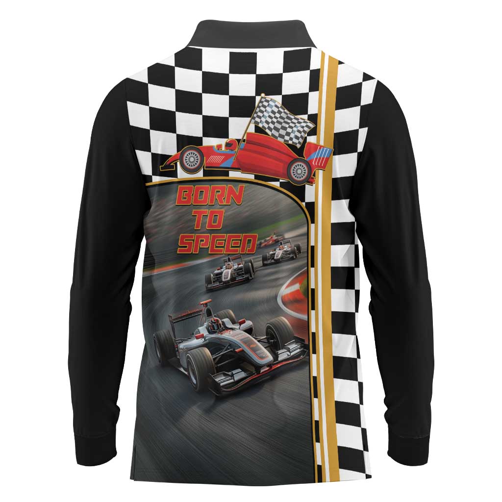 Racing Car 2025 Long Sleeve Polo Shirt Born To Speed