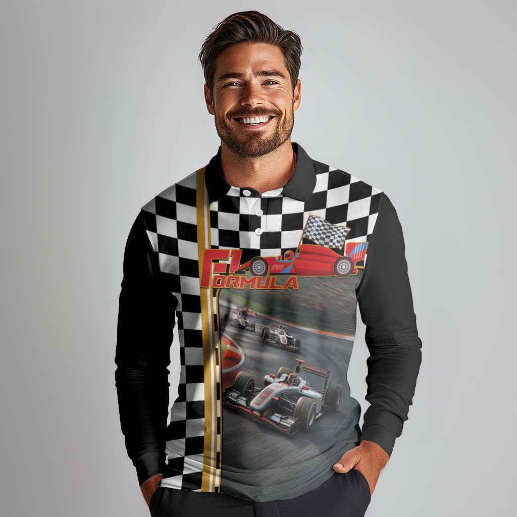 Racing Car 2025 Long Sleeve Polo Shirt Born To Speed