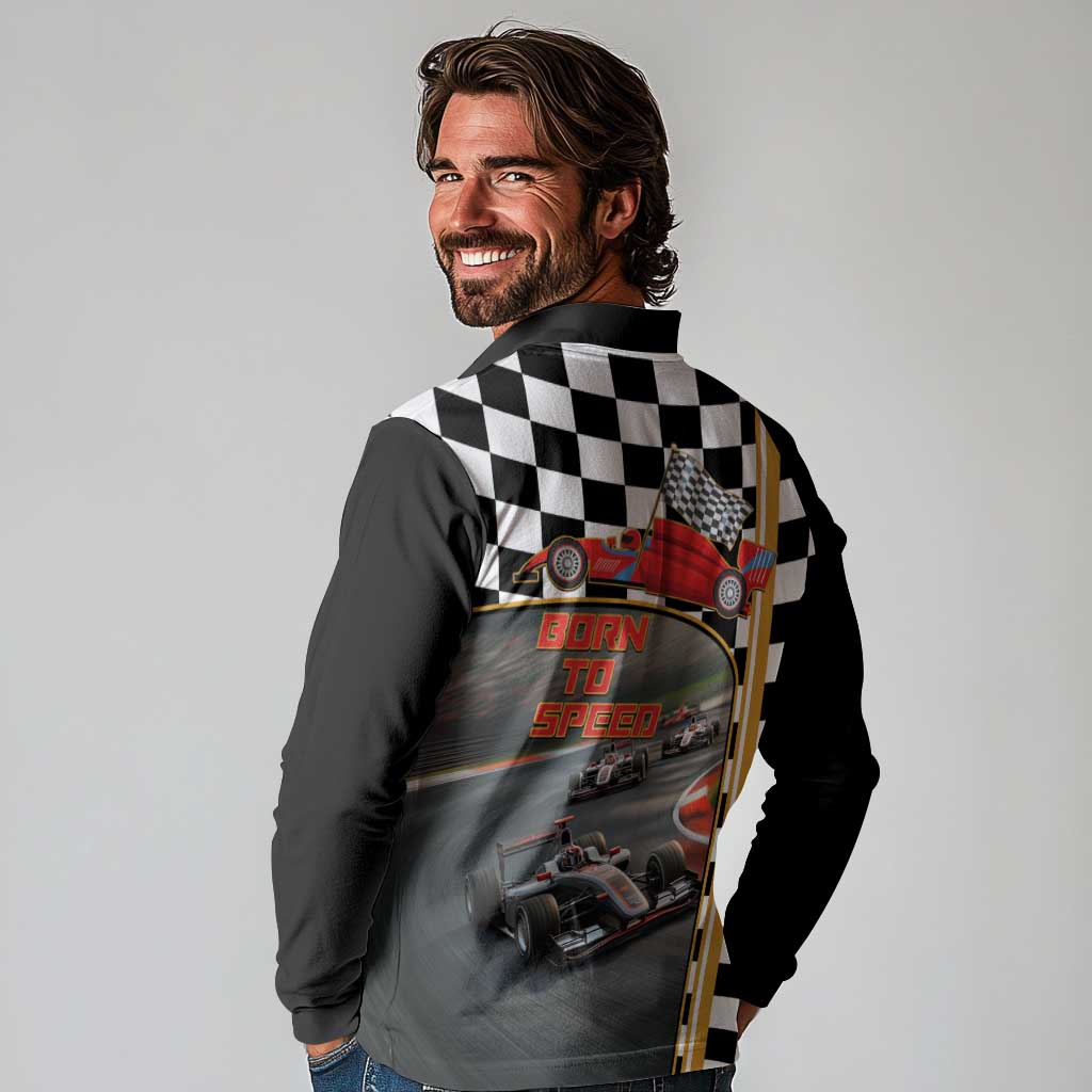 Racing Car 2025 Long Sleeve Polo Shirt Born To Speed