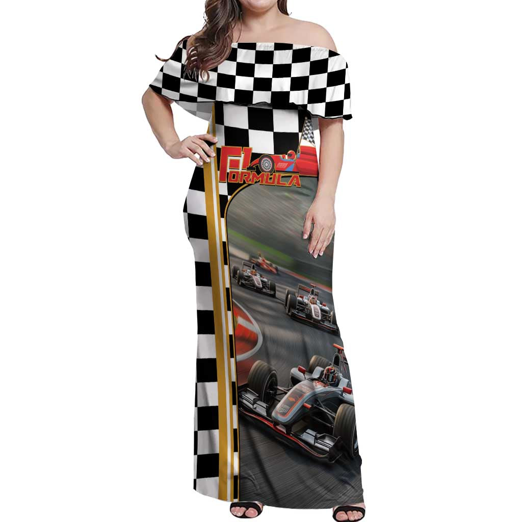 Racing Car 2025 Off Shoulder Maxi Dress Born To Speed