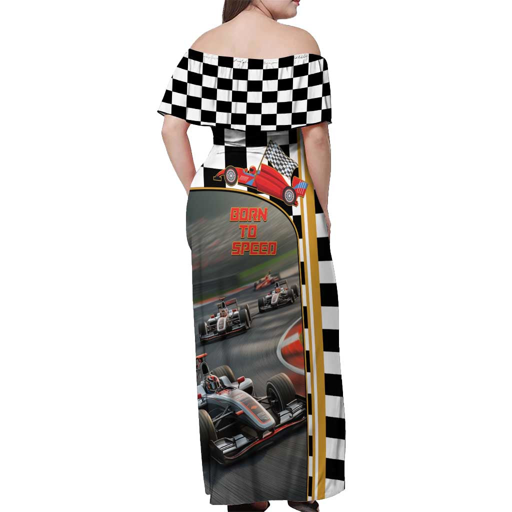 Racing Car 2025 Off Shoulder Maxi Dress Born To Speed