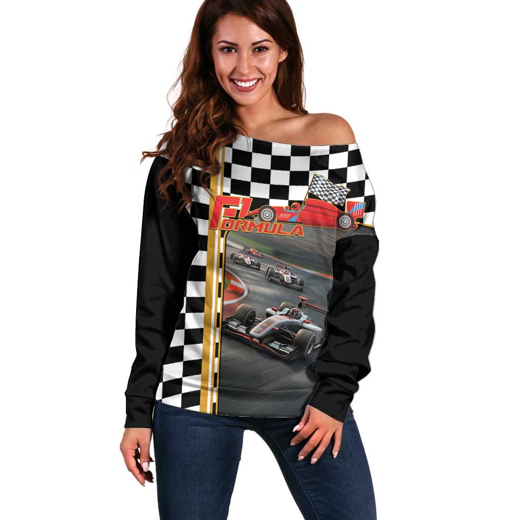 Racing Car 2025 Off Shoulder Sweater Born To Speed