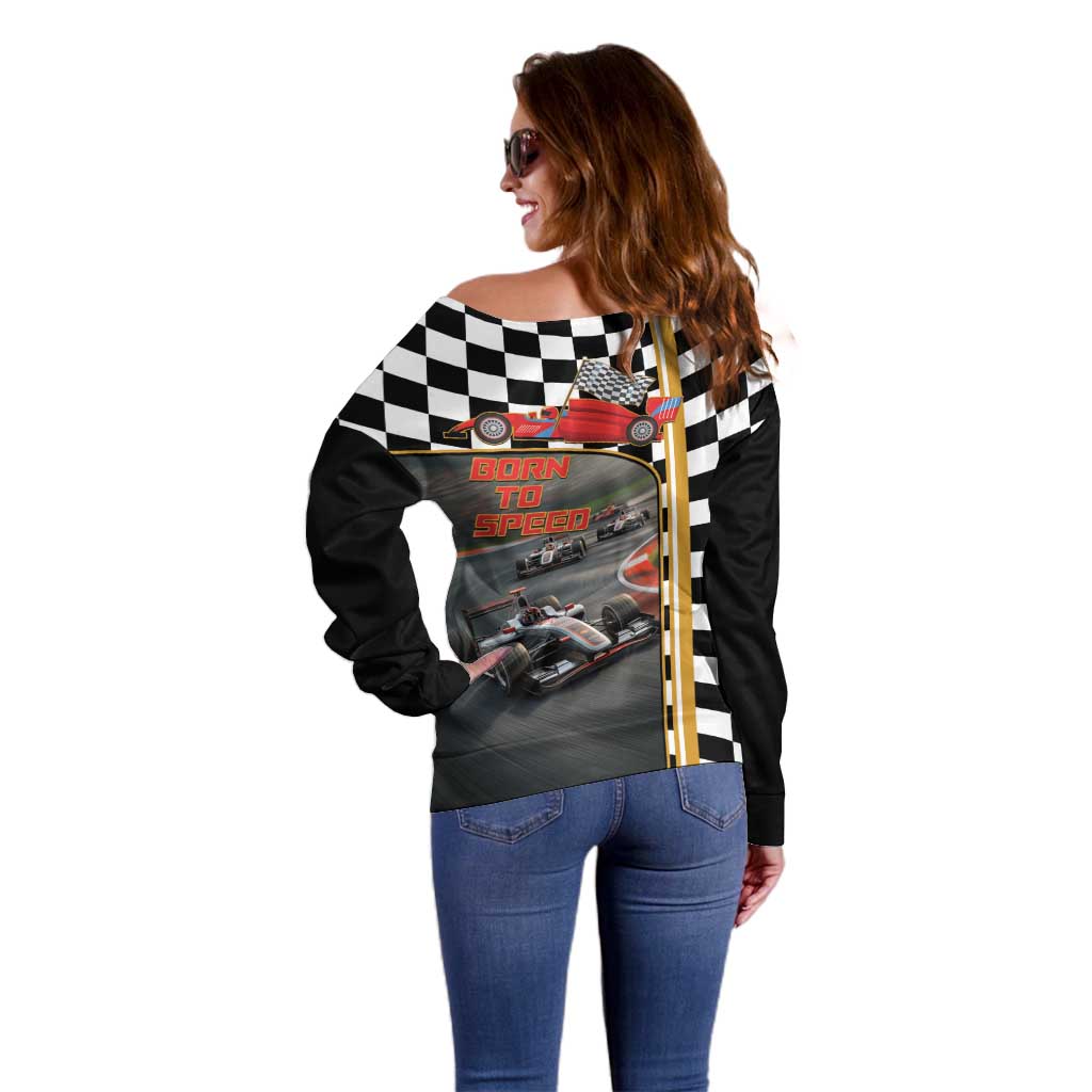 Racing Car 2025 Off Shoulder Sweater Born To Speed