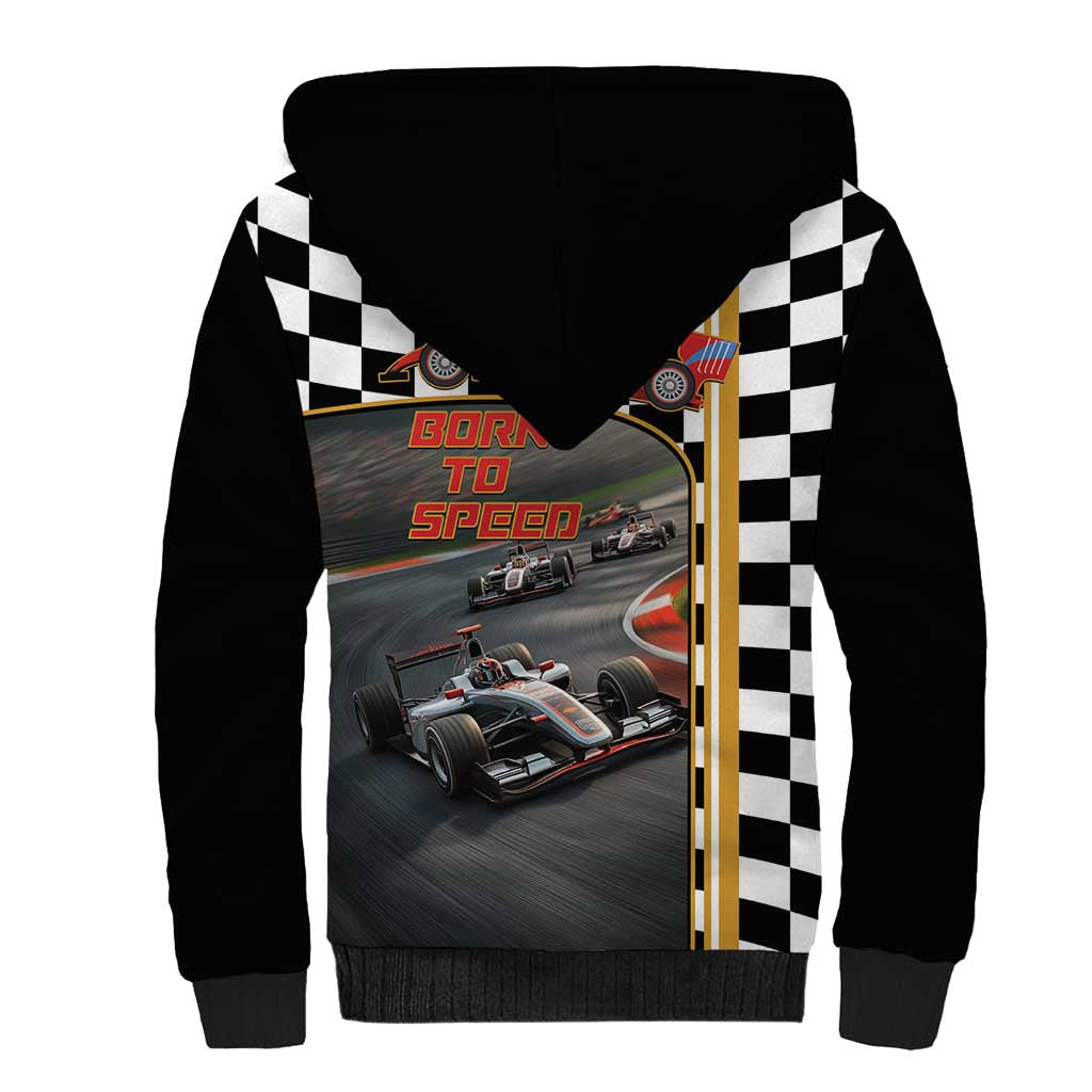 Racing Car 2025 Sherpa Hoodie Born To Speed