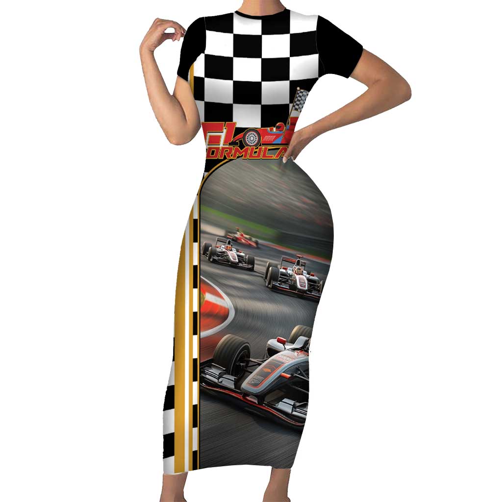 Racing Car 2025 Short Sleeve Bodycon Dress Born To Speed