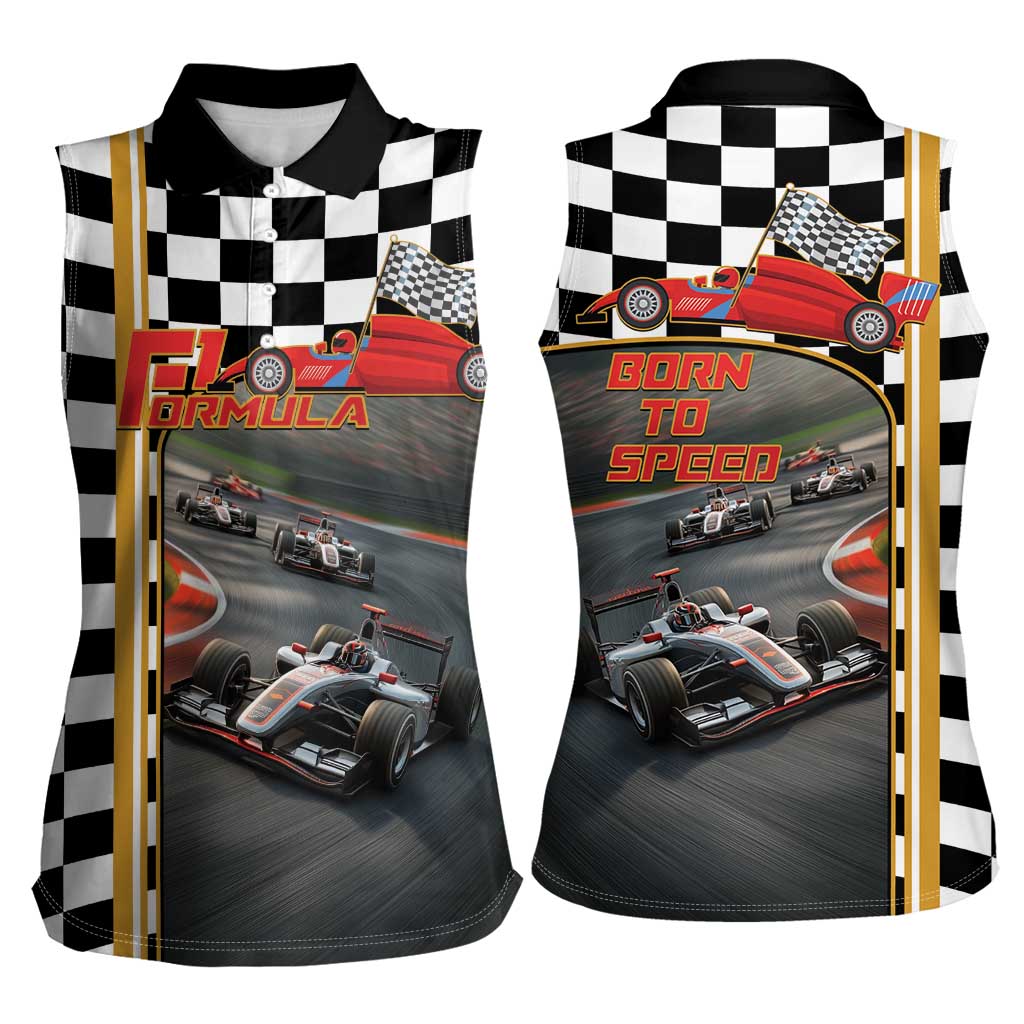 Racing Car 2025 Women Sleeveless Polo Shirt Born To Speed