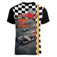 Racing Car 2025 Women V-Neck T-Shirt Born To Speed