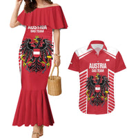 Custom Austria Football Couples Matching Mermaid Dress and Hawaiian Shirt Come On Das Team