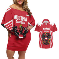 Custom Austria Football Couples Matching Off Shoulder Short Dress and Hawaiian Shirt Come On Das Team