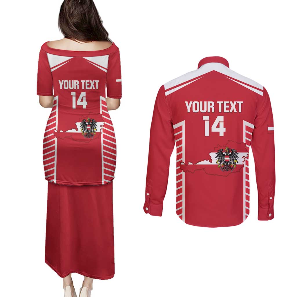 Custom Austria Football Couples Matching Puletasi and Long Sleeve Button Shirt Come On Das Team