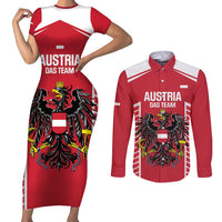 Custom Austria Football Couples Matching Short Sleeve Bodycon Dress and Long Sleeve Button Shirt Come On Das Team