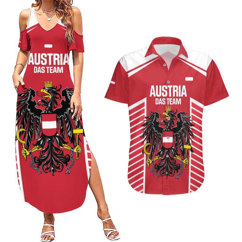 Custom Austria Football Couples Matching Summer Maxi Dress and Hawaiian Shirt Come On Das Team
