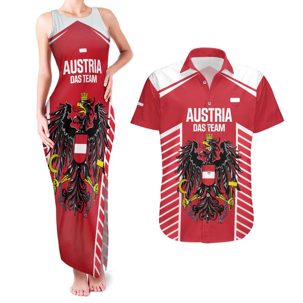 Custom Austria Football Couples Matching Tank Maxi Dress and Hawaiian Shirt Come On Das Team