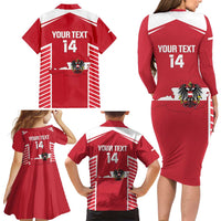 Custom Austria Football Family Matching Long Sleeve Bodycon Dress and Hawaiian Shirt Come On Das Team