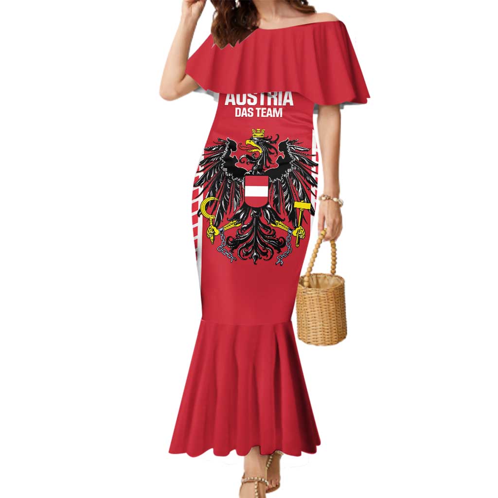 Custom Austria Football Family Matching Mermaid Dress and Hawaiian Shirt Come On Das Team