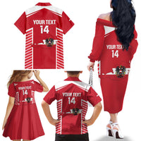Custom Austria Football Family Matching Off The Shoulder Long Sleeve Dress and Hawaiian Shirt Come On Das Team
