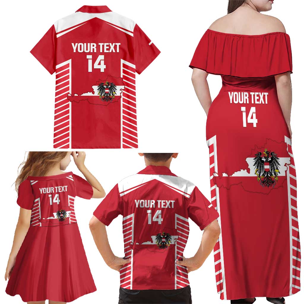 Custom Austria Football Family Matching Off Shoulder Maxi Dress and Hawaiian Shirt Come On Das Team