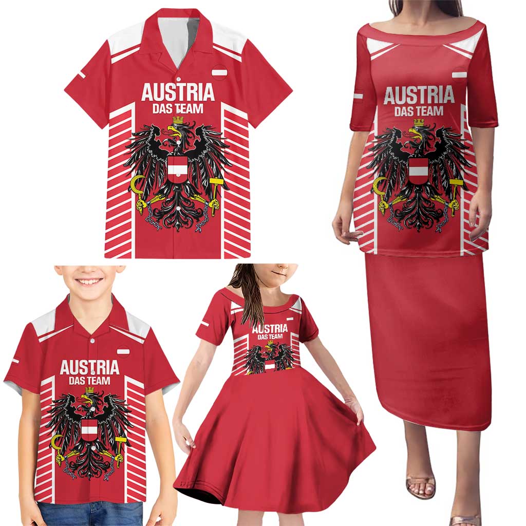 Custom Austria Football Family Matching Puletasi and Hawaiian Shirt Come On Das Team