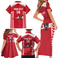 Custom Austria Football Family Matching Short Sleeve Bodycon Dress and Hawaiian Shirt Come On Das Team